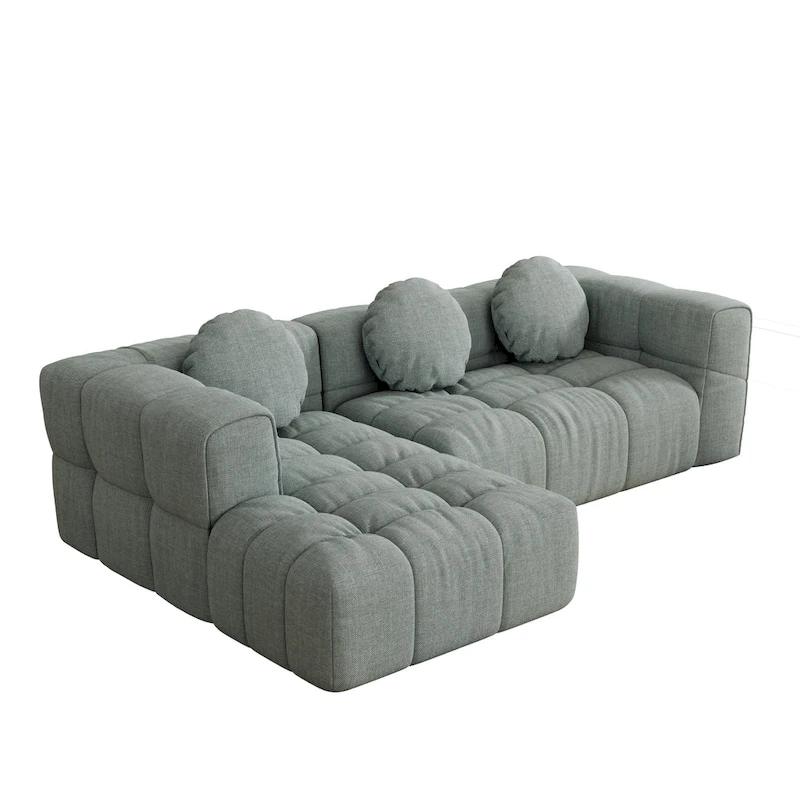 103  Chenille L-Shaped Sectional Sofa with Left Recliner, 3 Pillows and Modular Design