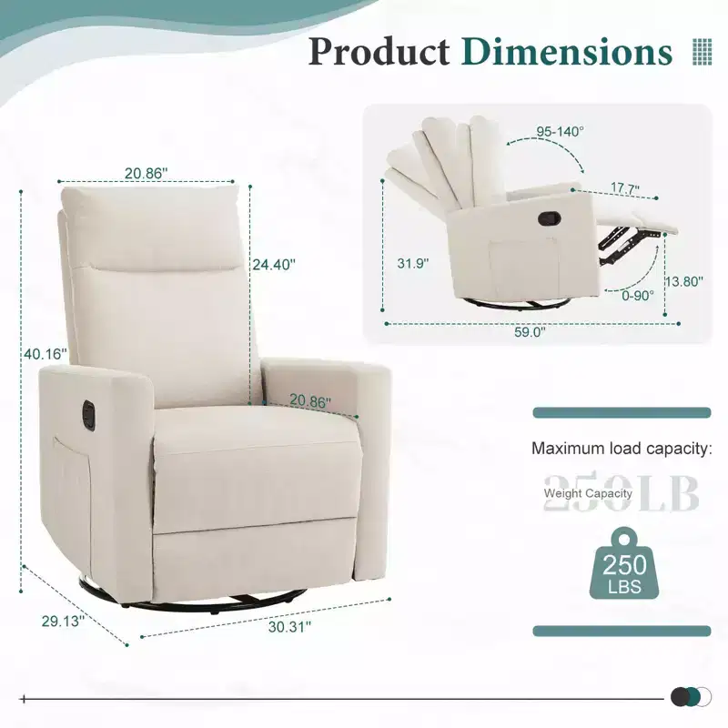 MAYEERTY Accent Chair - 360 Swivel Chenille Armchair with Lumbar Pillow
