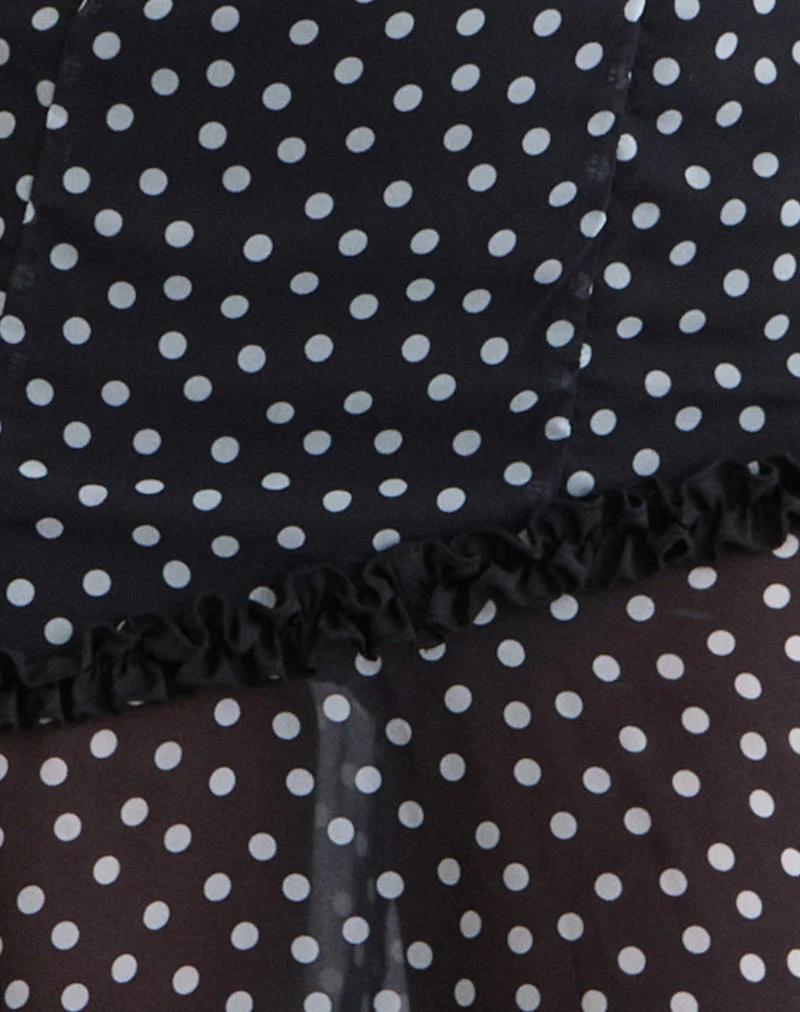 Sovira Midi Dress in Chiffon Black with Tiny Polka Print