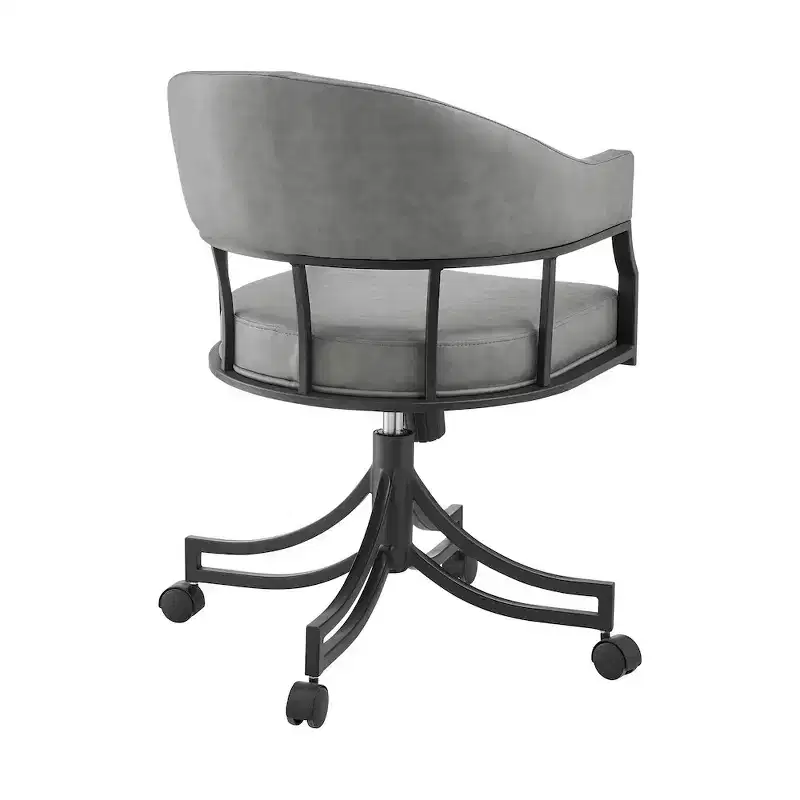 Armen Living,Tibet Swivel Rolling Dining Chair with Matte Black Iron