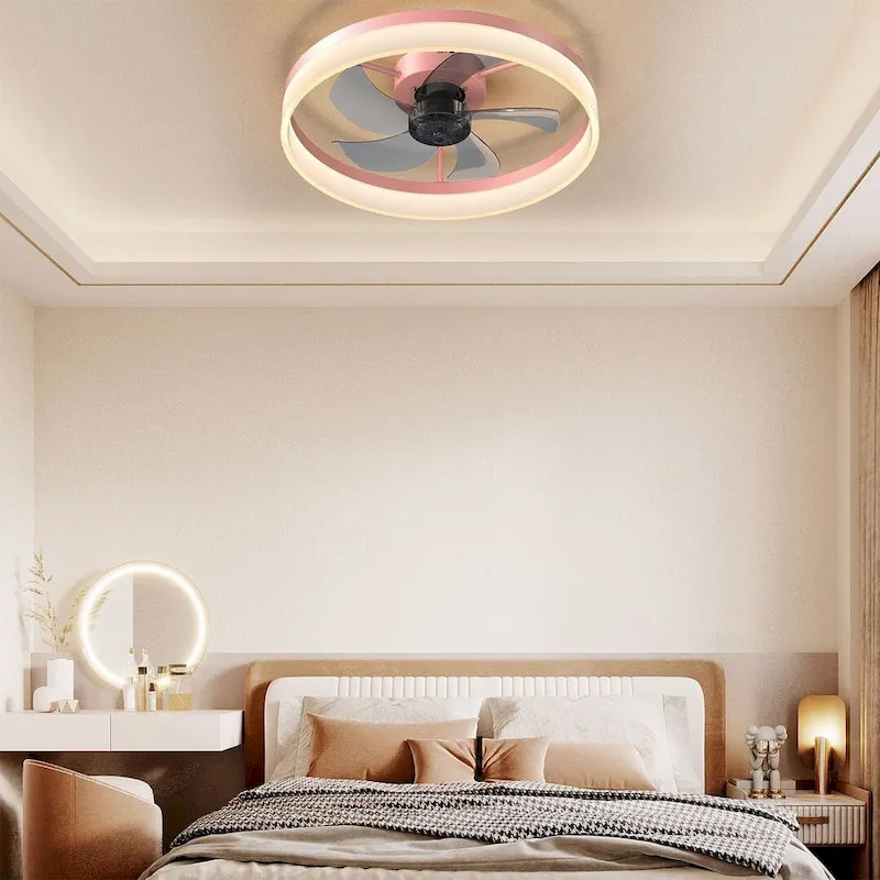 Modern Dimmable LED Recessed Mount Ceiling Fan Light with Remote Control