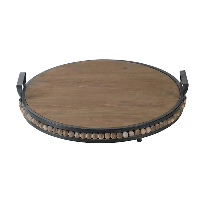 A&B Home Wood Bead Tray with Metal Handles