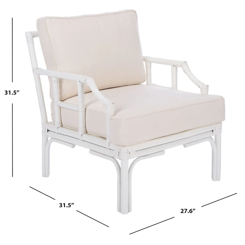 SAFAVIEH Maudie Rattan Accent Chair - 27.6  W x 31.5  L x 31.5  H - 28Wx32Dx32H