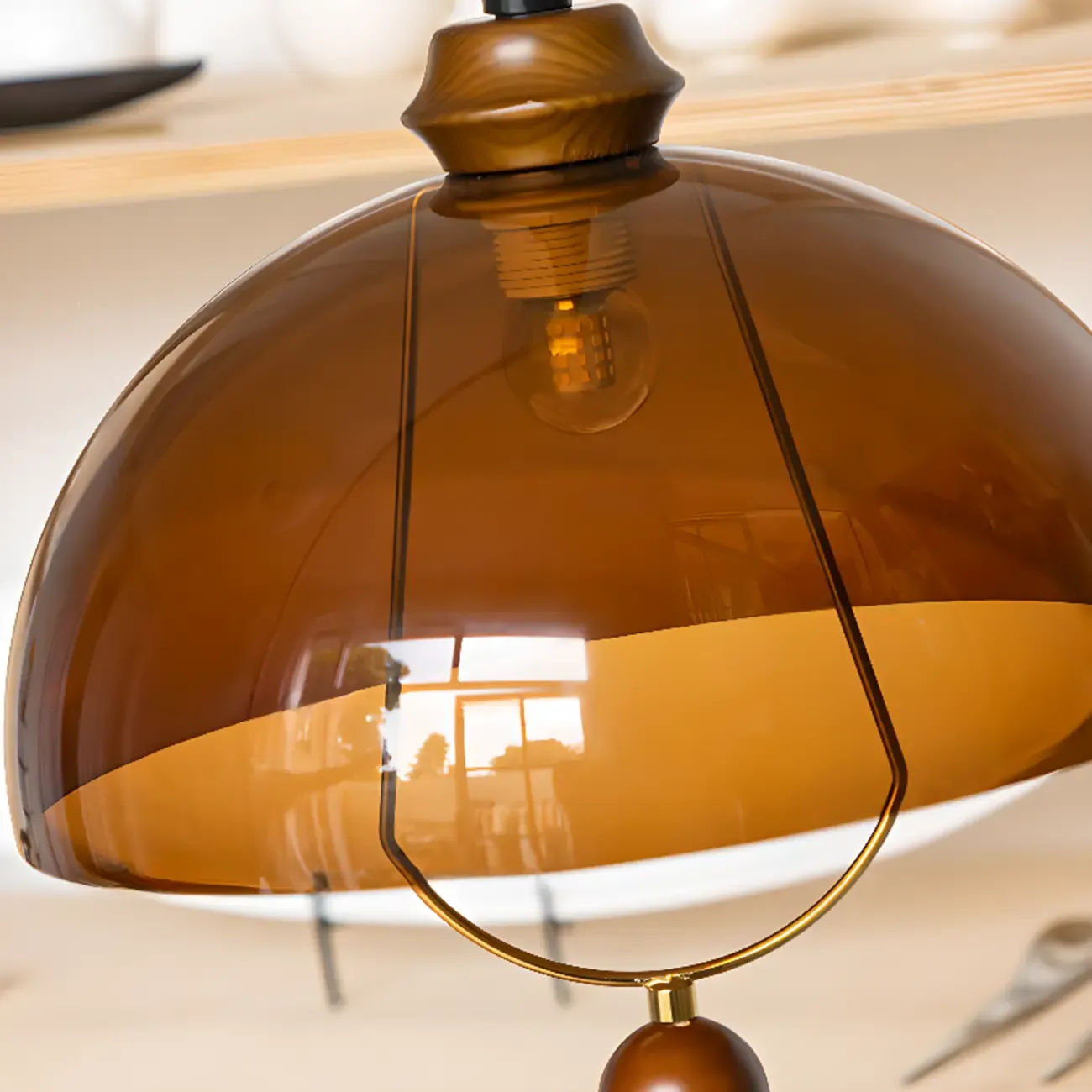 Modern Brown Dome Adjustable Pendant Lighting