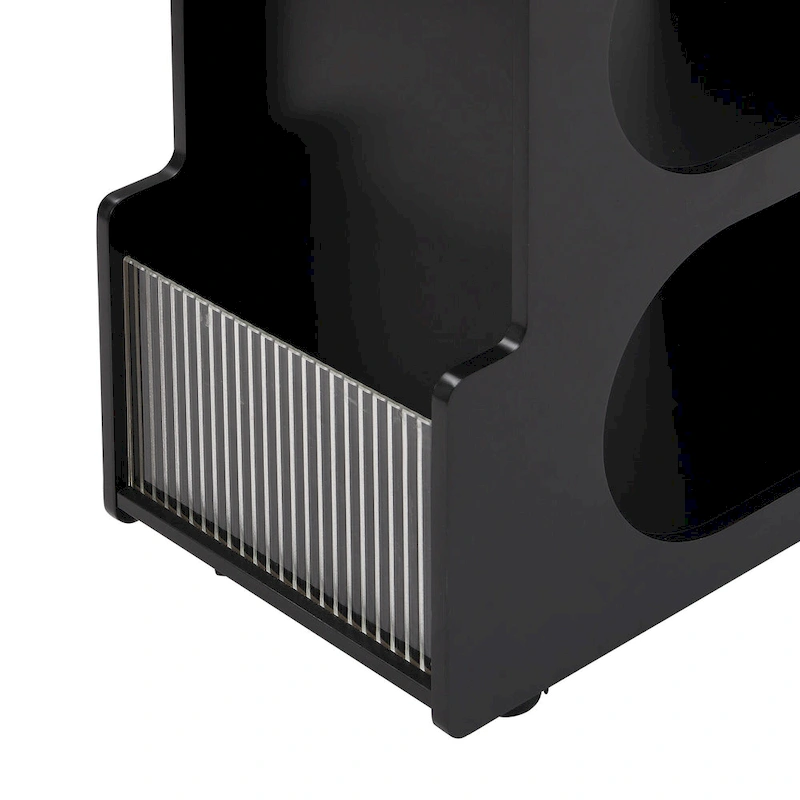 31.5 Modern Mobile End Table with 5mm Thick Fluted Tempered Glass, Lockable Wheels and Golden Round Rod