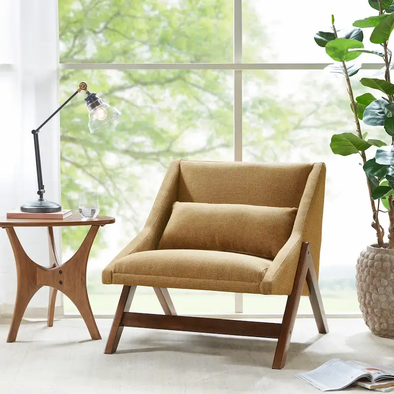 INK+IVY Turi Mustard Yellow/ Pecan Lounge Chair