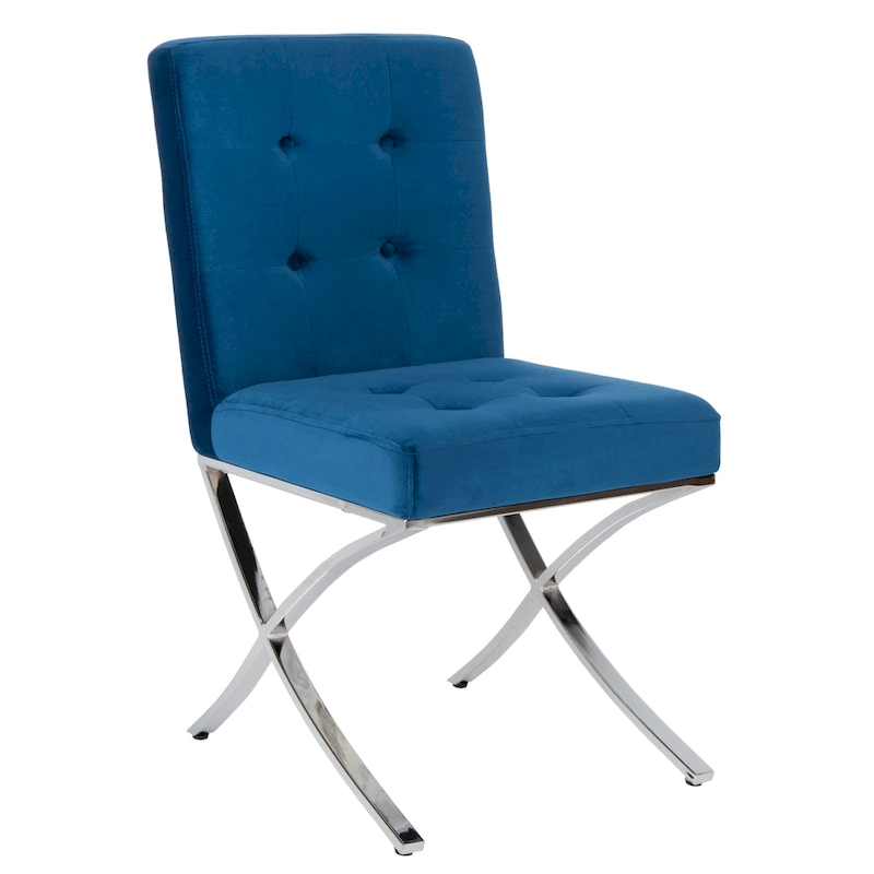 SAFAVIEH Merrilee Glam Black Chrome Tufted Side Chair - 19Wx23Dx35H