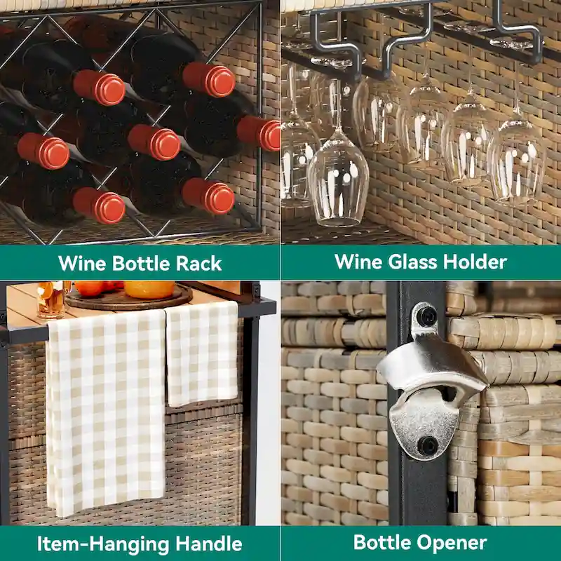 54.3 Wicker Bar Cart