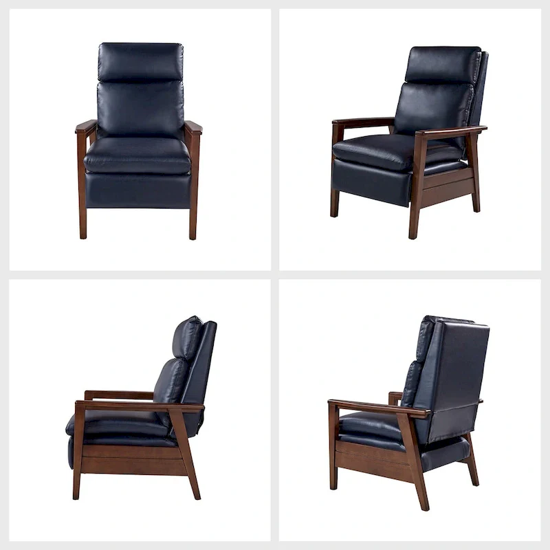 Patrick Mid-century Vegan Leather Solid Wood Recliner Set of 2 by HULALA HOME