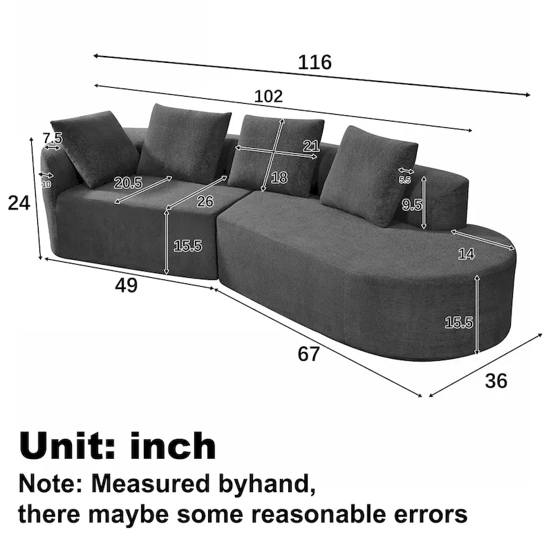 Christopher Knight Home - Olivia Curved Foam Sofa Set - 116L