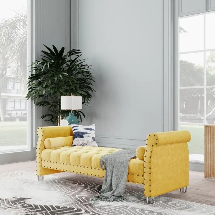 Velvet Upholstered Bench 72 - 71.0 In. W X 28.0 In. H X 29.0 In. D