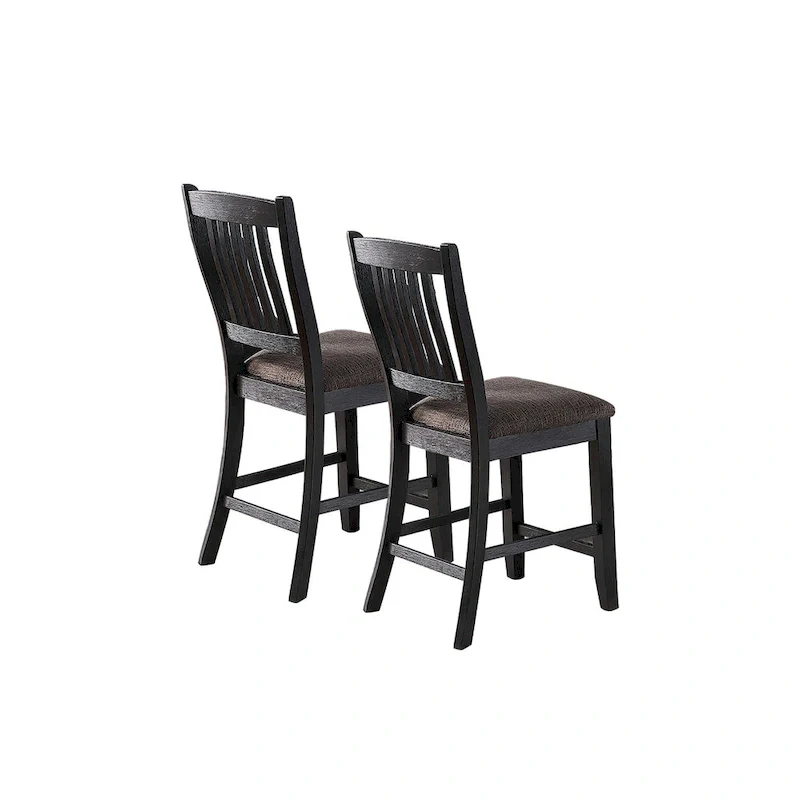 Dark Coffee Fabric Upholstered Side Chairs, Black(Set of 2)