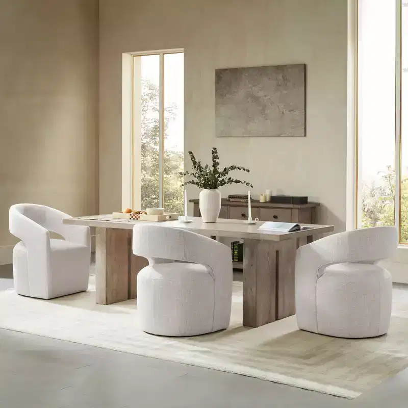 Spruce&Spring Modern Barrel Dining Chair with Caster & Open Back No Assembly Anywhere Chair
