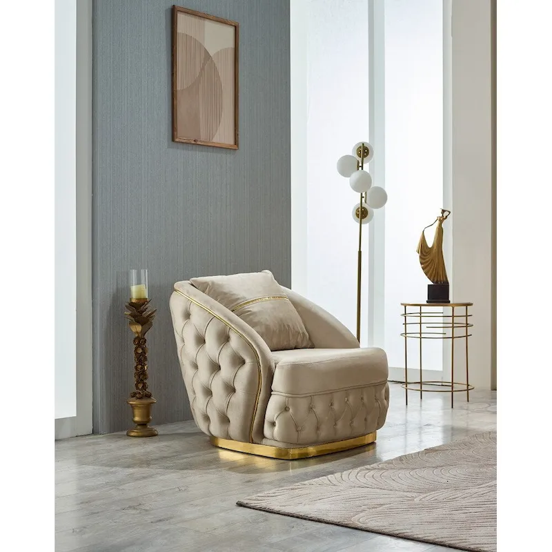 Aryanna 3-Pieces One Sofa Two Chair Living Room Set, Tufted Back