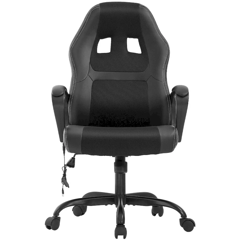Zane Modern Black Adjustable Height Ergonomic Swivel Office Chair with Lumbar Vibration Massage