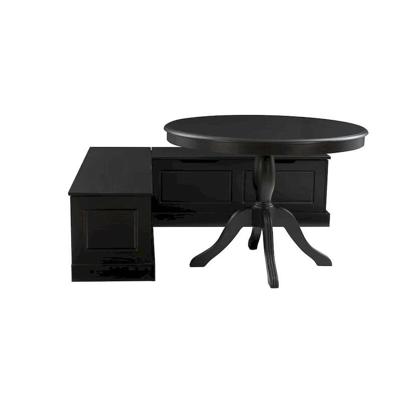 Josie Black Wooden 3-Piece Nook & Table Set