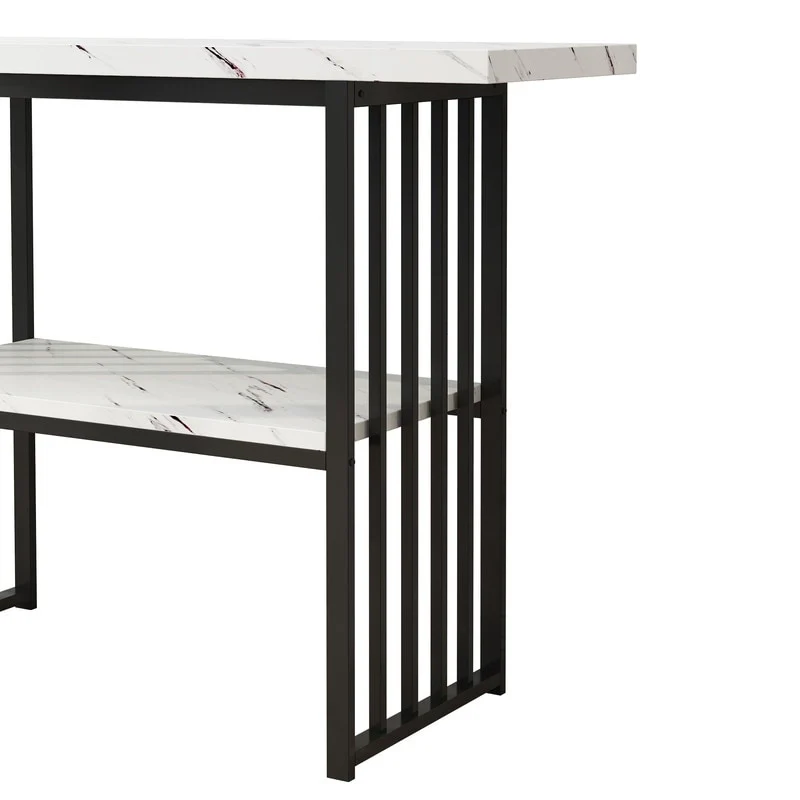 Modern 42-Inch Console/Accent Table with Geometric Metal Legs