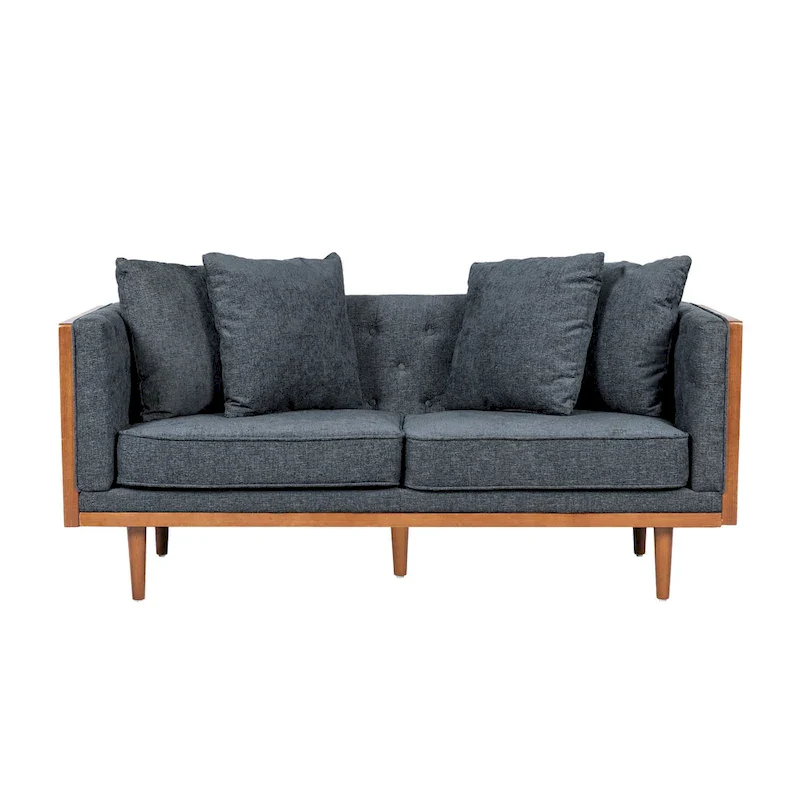 Tufted Loveseat with Accent Pillows