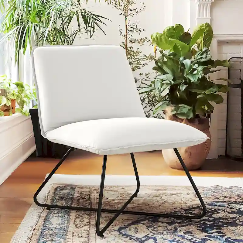 LUE BONA Mid Century Faux Leather Accent Chair With Adjustable Backrest - 31.5 H X 22.2 W X 23.6 D