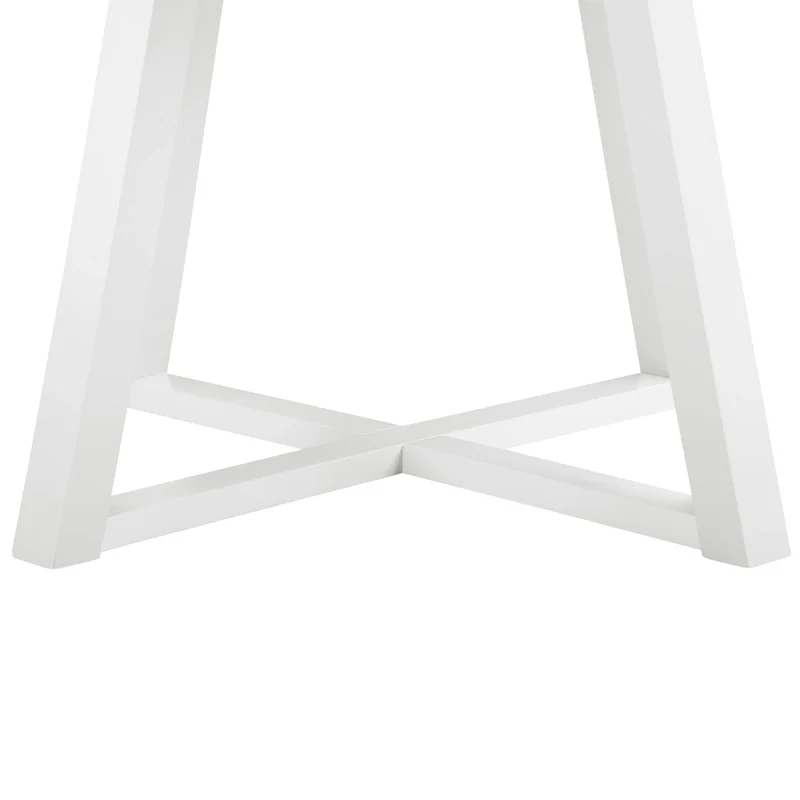 Roundhill Furniture Edo Round Dining Table, Trestle Base, White Finish