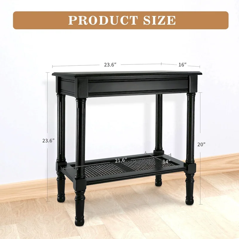 Copper Grove Reine Cream Side Table with Rattan Shelf