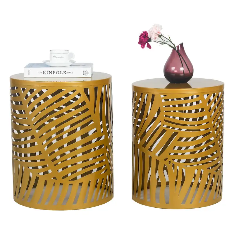 Adeco Set of 2 Round Nesting Side End Tables Set - Set of 2