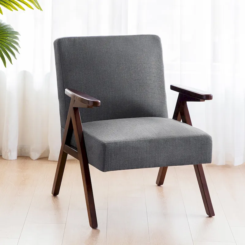 HUIMO Mid Century Modern Armchair Grey /Blue/ White Upholstered Accent Chair for Living Room, Bedroom