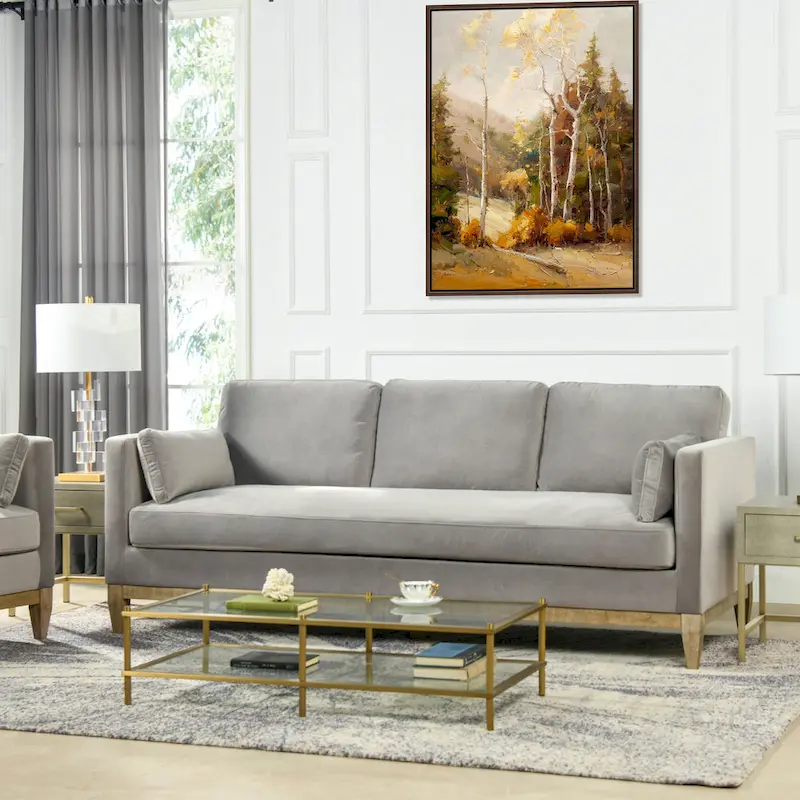 Knox 84 Modern Farmhouse Velvet Track Arm Sofa