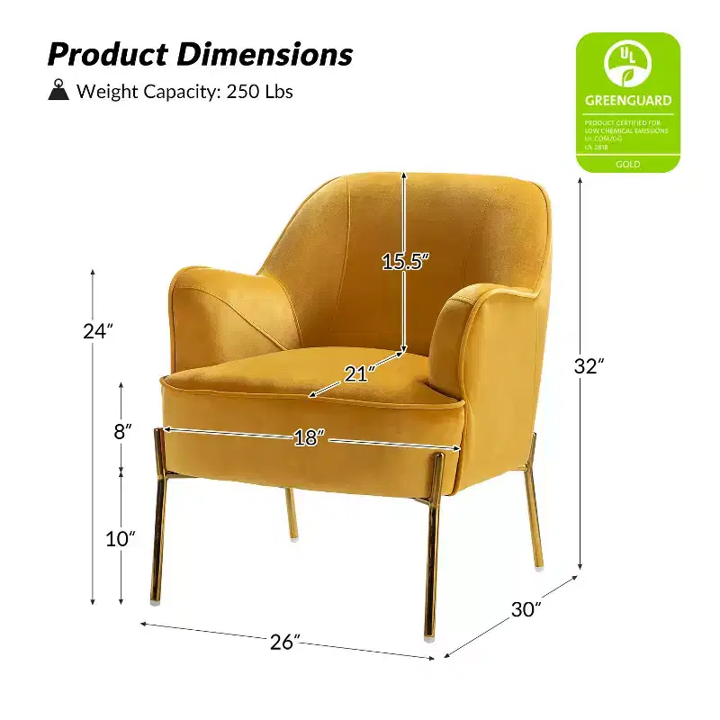 Odo Velvet Accent Comfy Living Room Arm Chair Upholstered Padded Seat Set of 2 | Karat Home