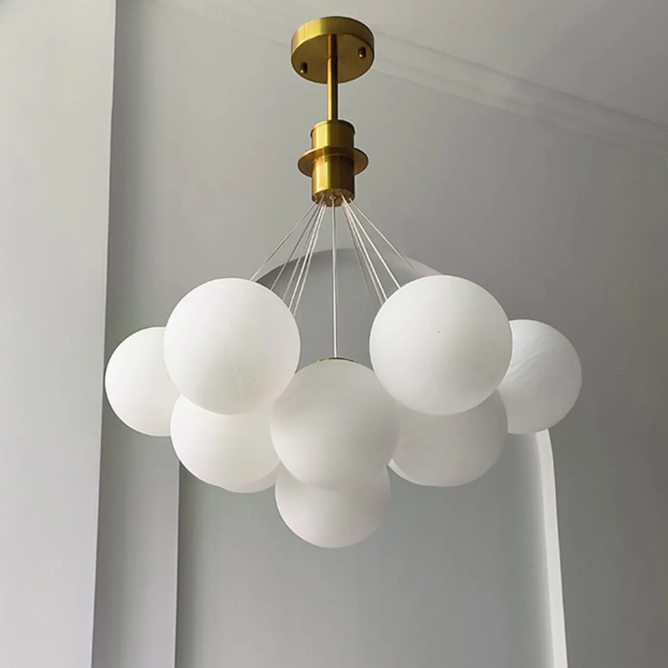 White Matte Glass Shade Multi Globe Light Chandelier