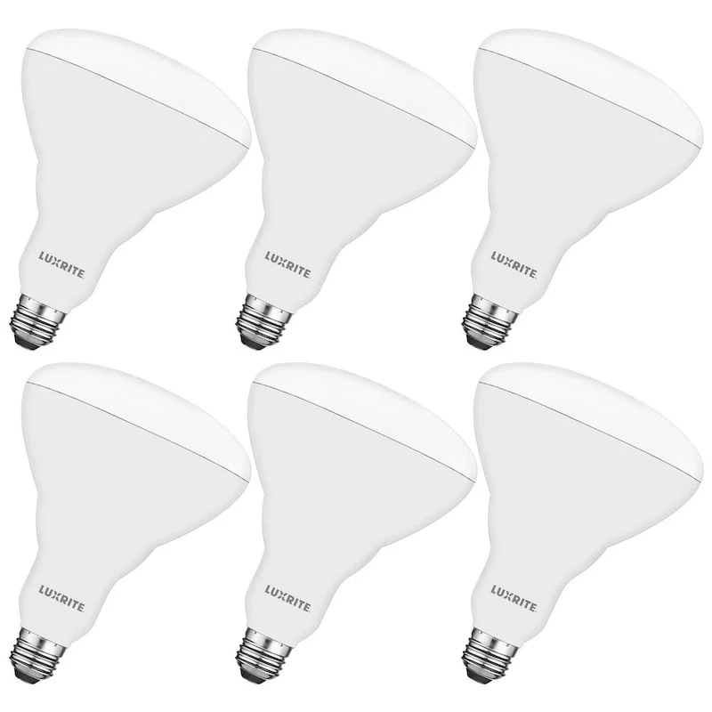 Luxrite BR40 LED Light Bulbs, 13W=85W, Dimmable, 1100 Lumens, Damp Rated, UL Listed, Energy Star, E26 Base 6-Pack