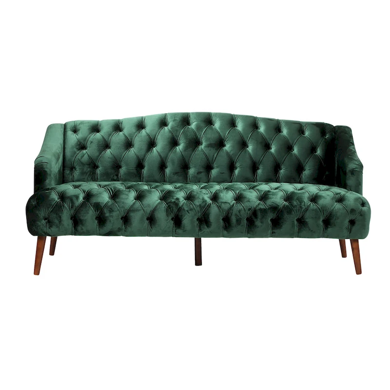 Modern 73.25 Button Tufted 3-Seater Sofa with Birch Legs