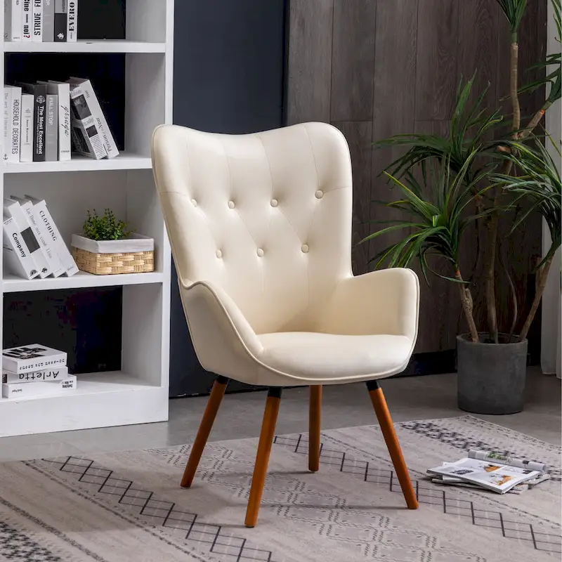 Button-tufted High-back Velvet Accent Chair