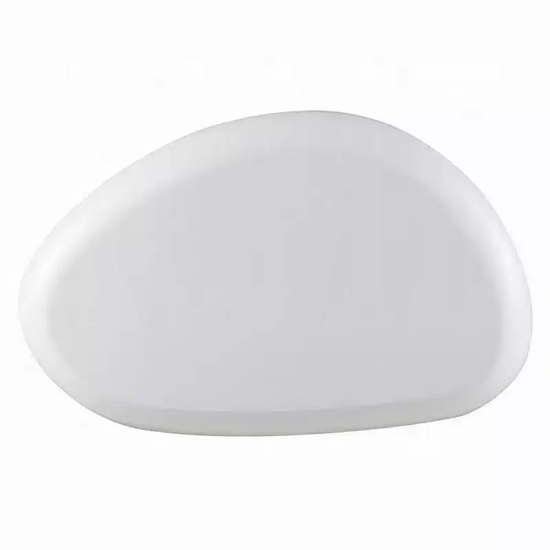 Coffee Table, 30 Inch Asymmetric Pebble Design, High Gloss White