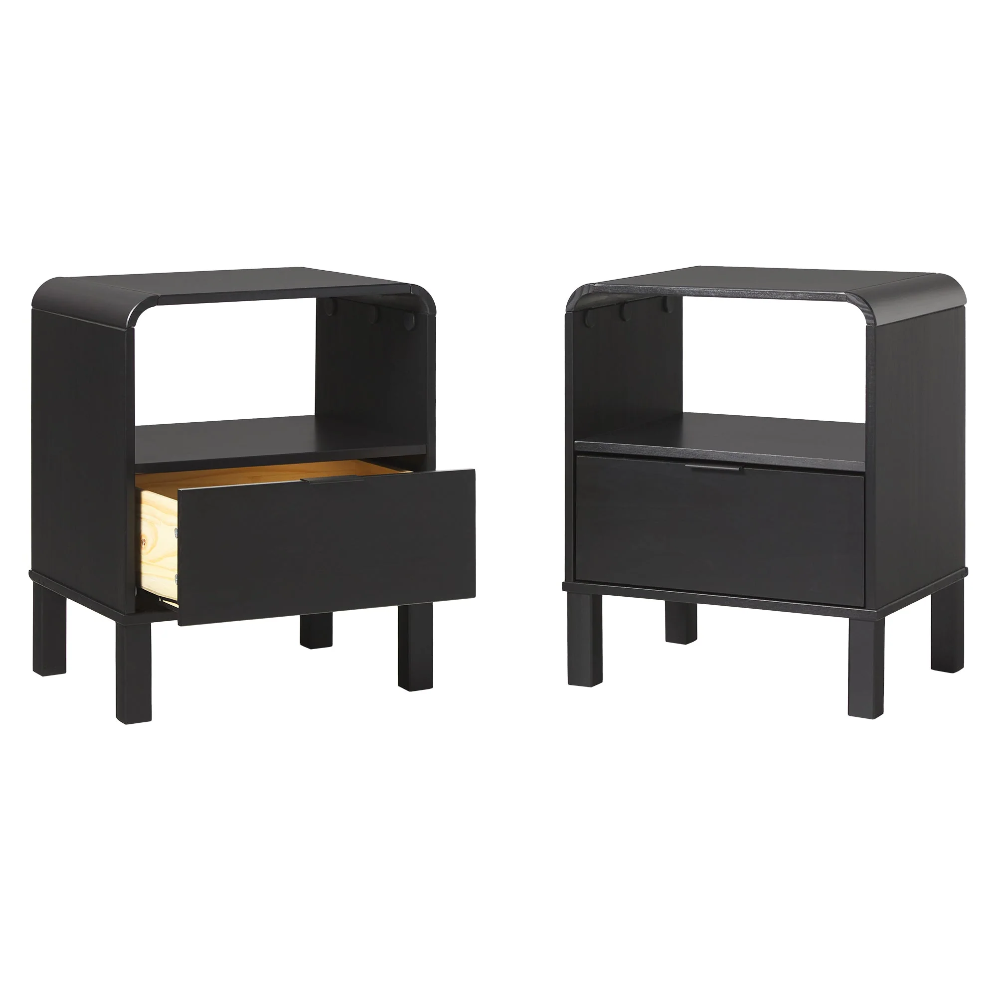Elias Modern Curved-Frame Solid Wood Nightstand