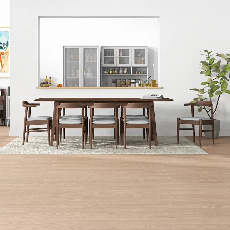 Avondale Mid Century Modern Solid Wood 9 Piece Comfy Dining Room Set