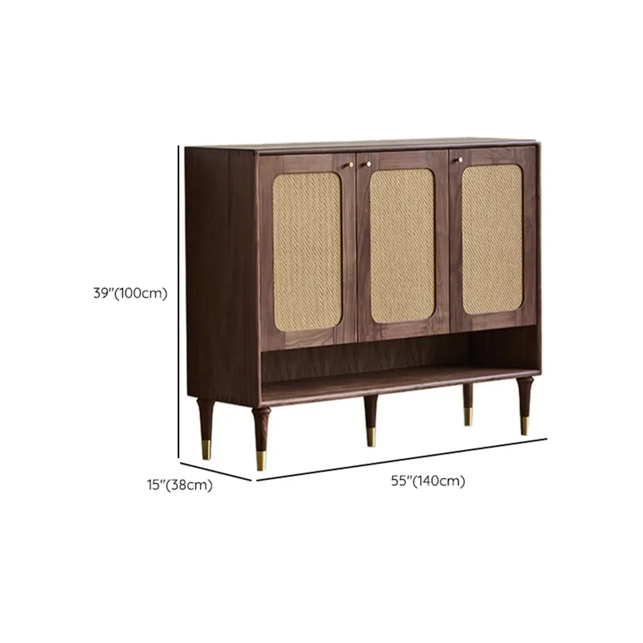 Bohemian Brown Solid Wood Entryway Shoe Cabinet