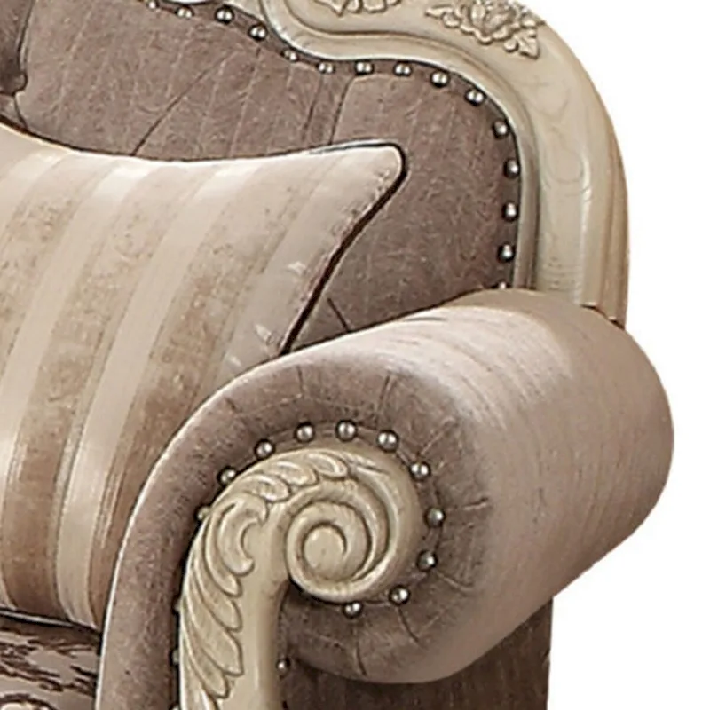 Fabric Loveseat with Cabriole Legs, Gray