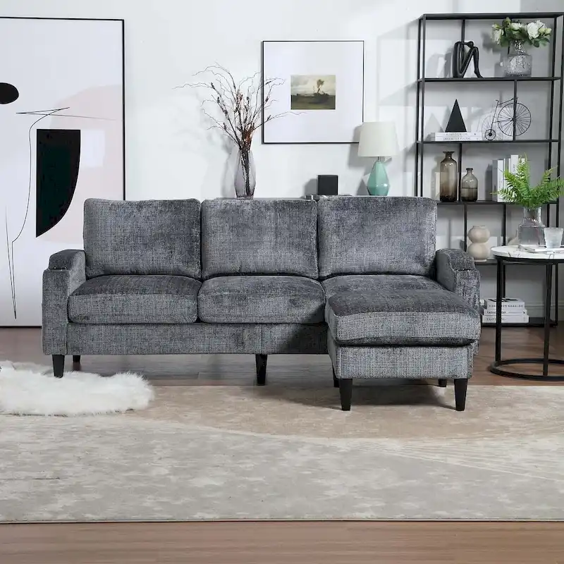 Modular Sleeper Sectional Sofa with Storage Ottoman
