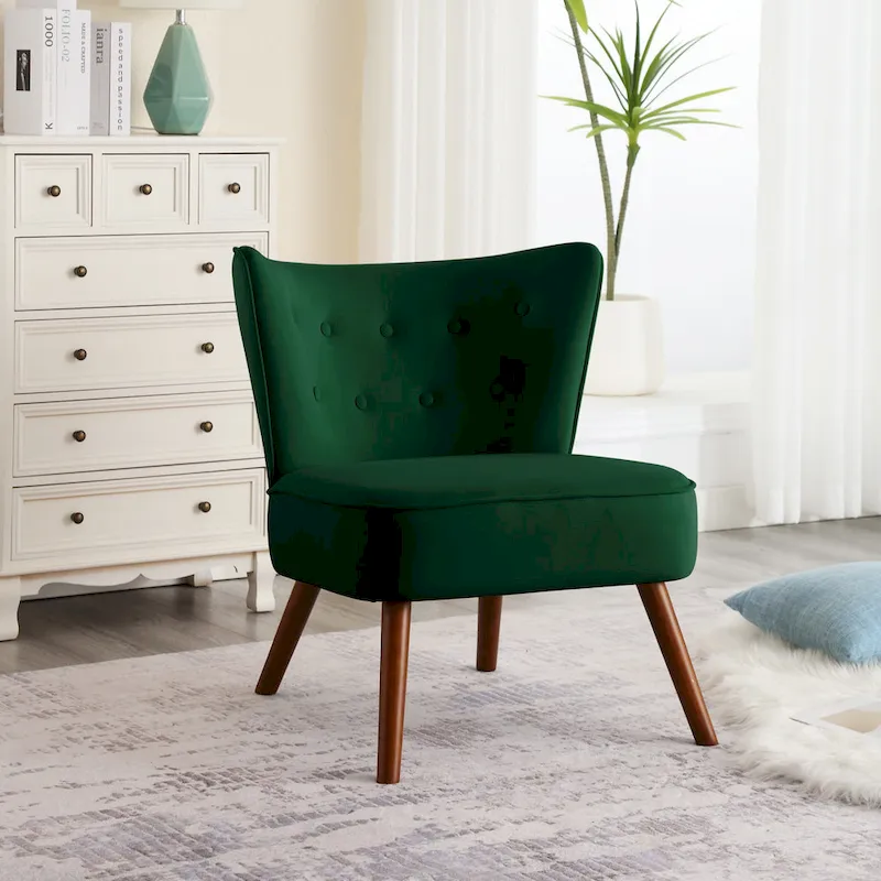 Tufted Velvet Accent Chair Upholstered Living Room Side Chair - 27.6 W x 28 D x 31.3 H