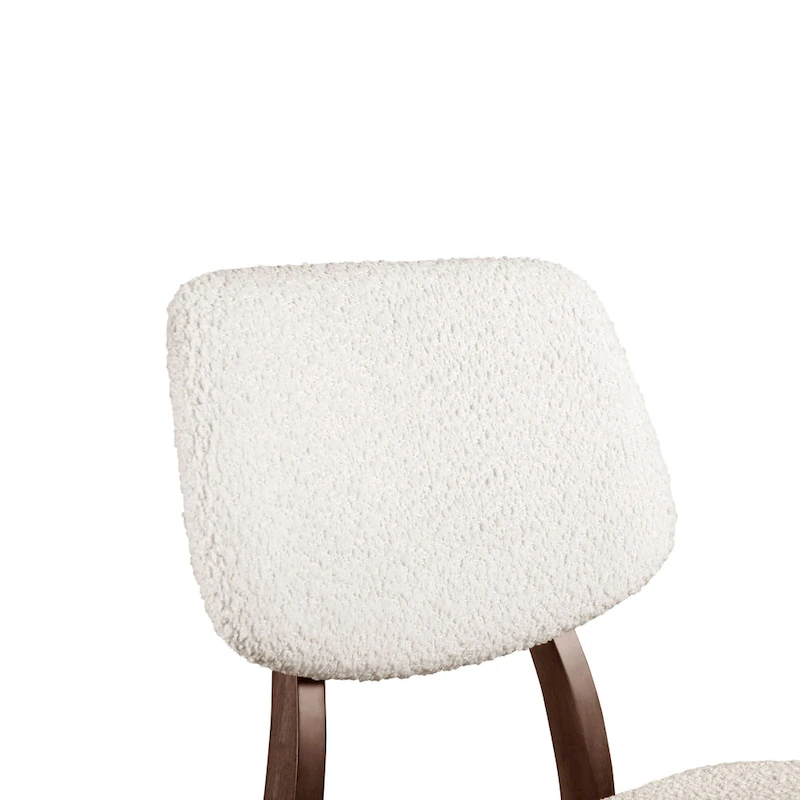 Furniture of America Beau II Mid-century 2-Pack Walnut Dining Chair Set with Boucle Upholstery