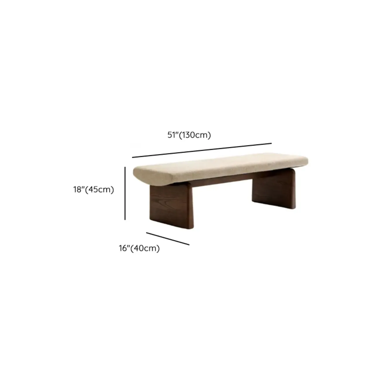 Modern Upholstered Beige Bedroom Bench Wooden Frame