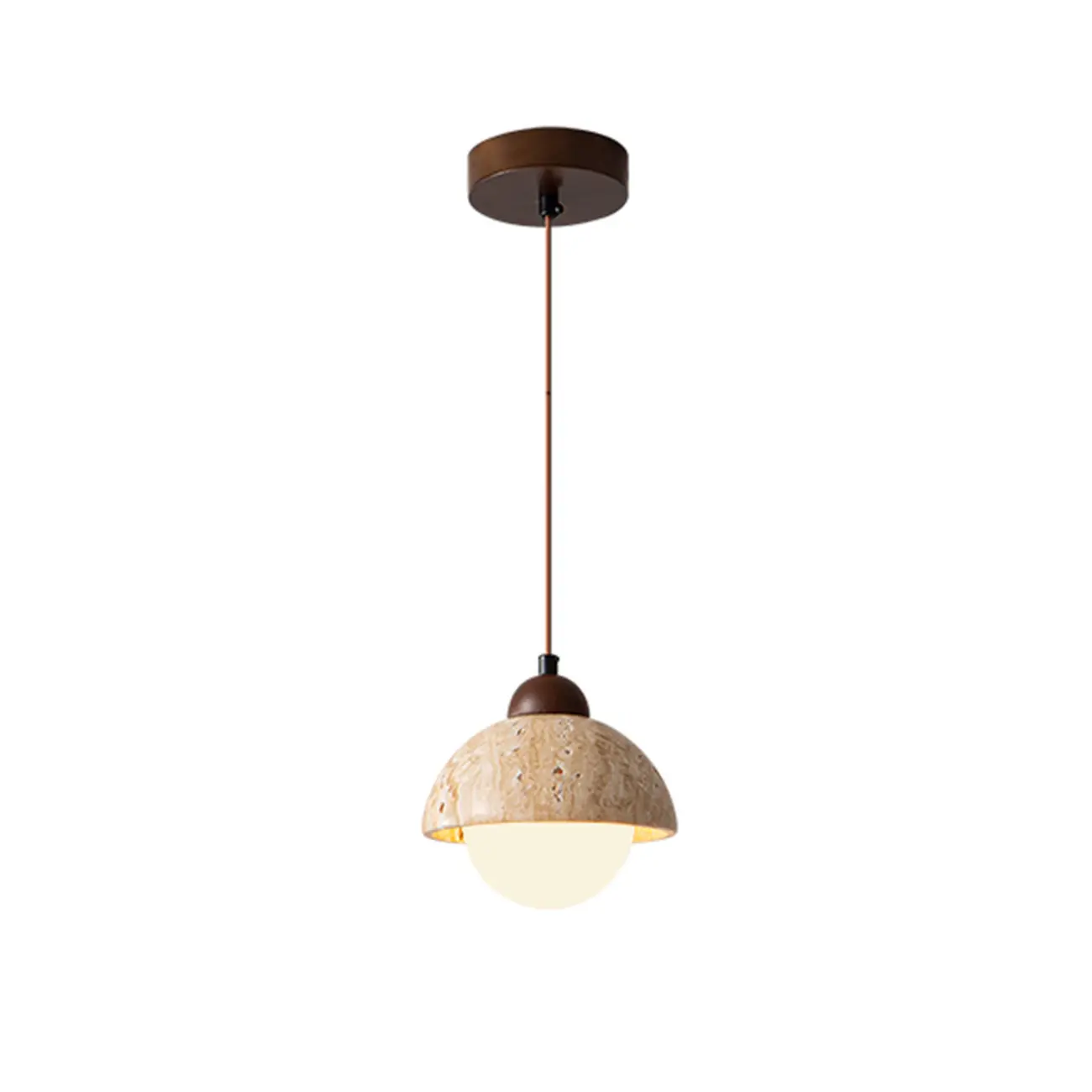 Cylinder Wood Stone Rope Bedside Pendant Light