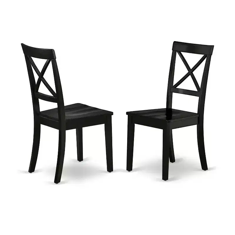 HomeStock 5-Piece Rectangle Black Finish Solid Wood Top Dining Table with 4 Chairs