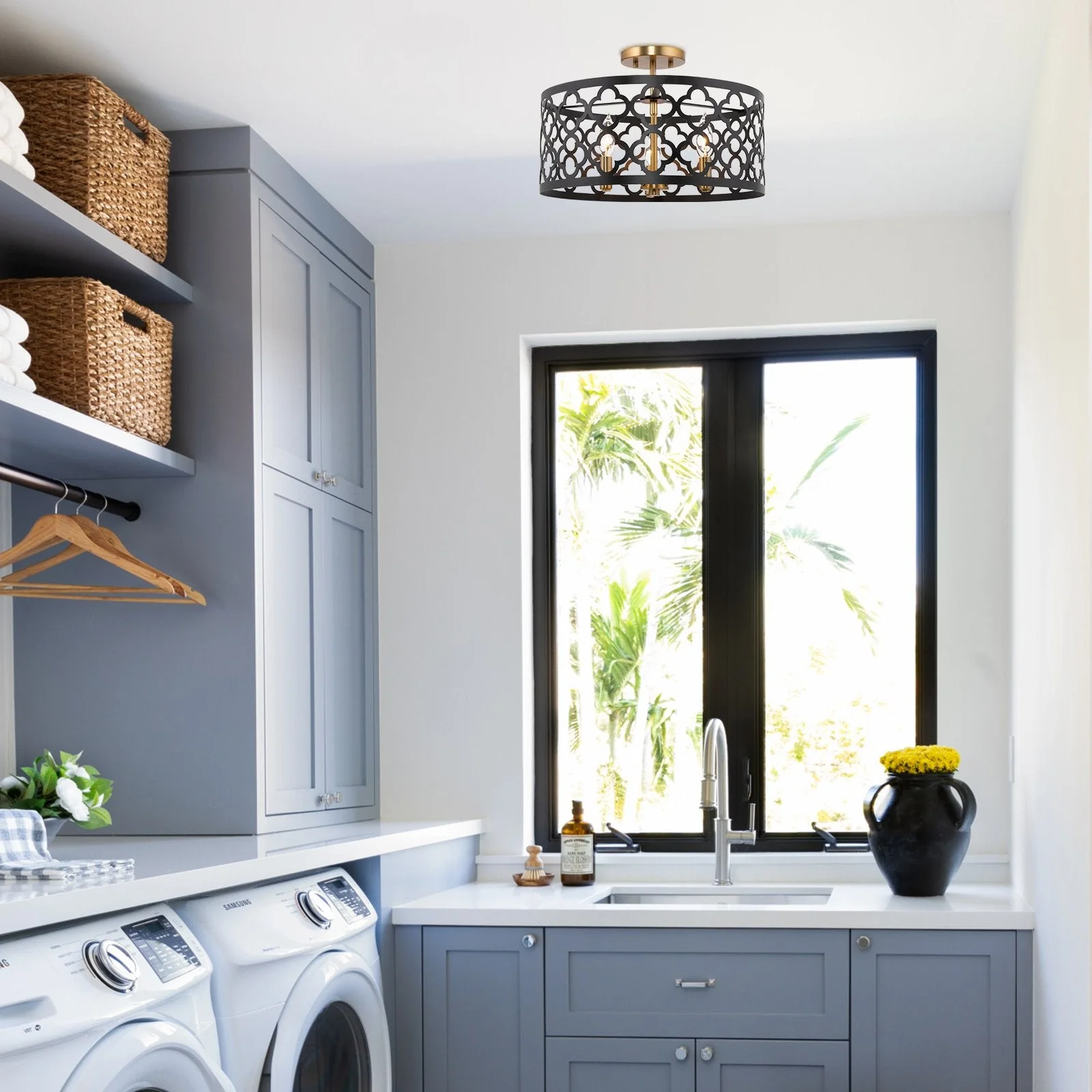 Sutton 16 3-Light Modern Semi-Flush Mount Ceiling Light