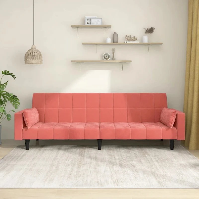 vidaXL 2-Seater Sofa Bed Upholstered Convertible Sleeper Sofa Couch Velvet - 86.6  x 33.3  x 27.2