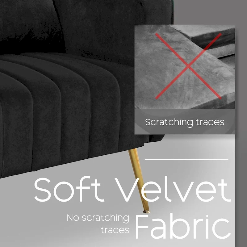 HOMYKA Accent Chair Upholstered Velvet Wingback Armchair with Pillows