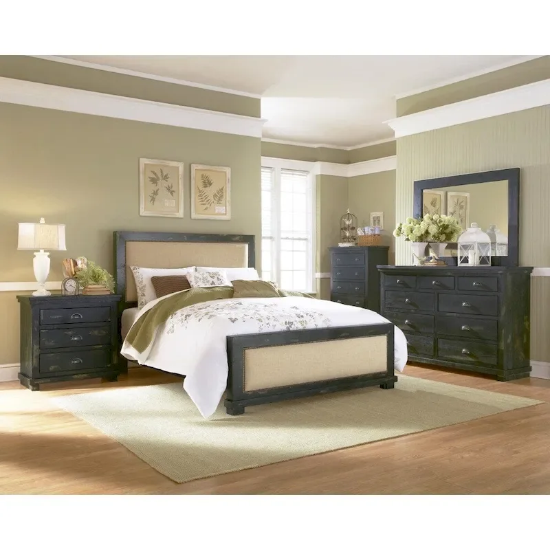 Pine Distressed Black Bed Frame