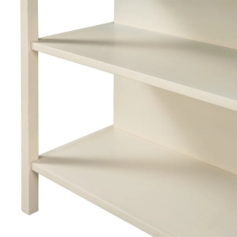 Solid Wood Rustic 45-Inch Fixed Kitchen Island, Rubberwood Butcher Block Dining & Prep Table With Two Open Shelves .