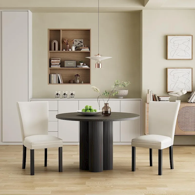 Faux Leather Dining Chairs Or Round Glass Dining Table